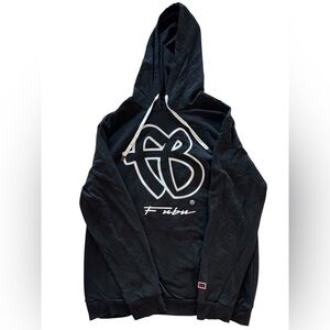 FUBU Black Hoodie with White Logo Size Large 42-44 Brand New
